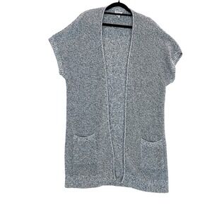 Caslon Women's‎ Medium Gray Knit Open Front Cap Sleeve Duster Cardigan